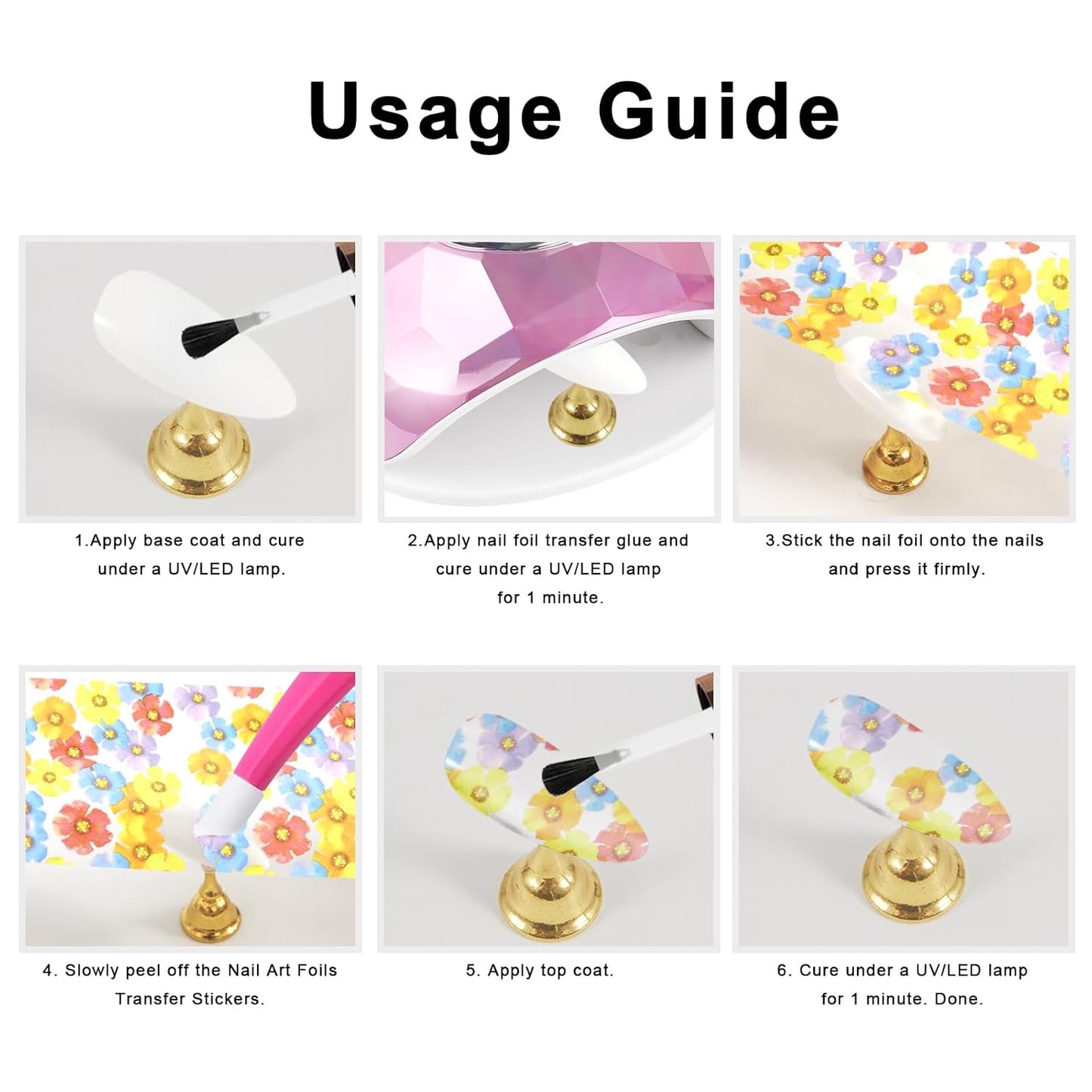 WOKOTO 300 Sheets Nail Foils Transfer Nail Art Holographic Flower Marble Foil Sheets, 1 Set for All Mix-Designs Nail Transfer Foil for Women Girls Nails-Velvo Beauty