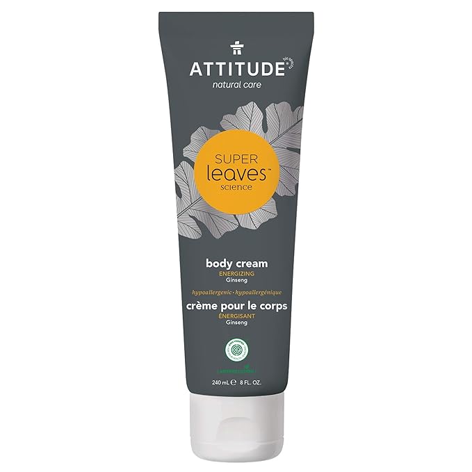 ATTITUDE Body Cream, EWG Verified Moisturizer, Vegan Moisturizing Products For Dry Skin, Dermatologically Tested, Ginseng and Grapeseed Oil, 8 Fl Oz-Velvo Beauty