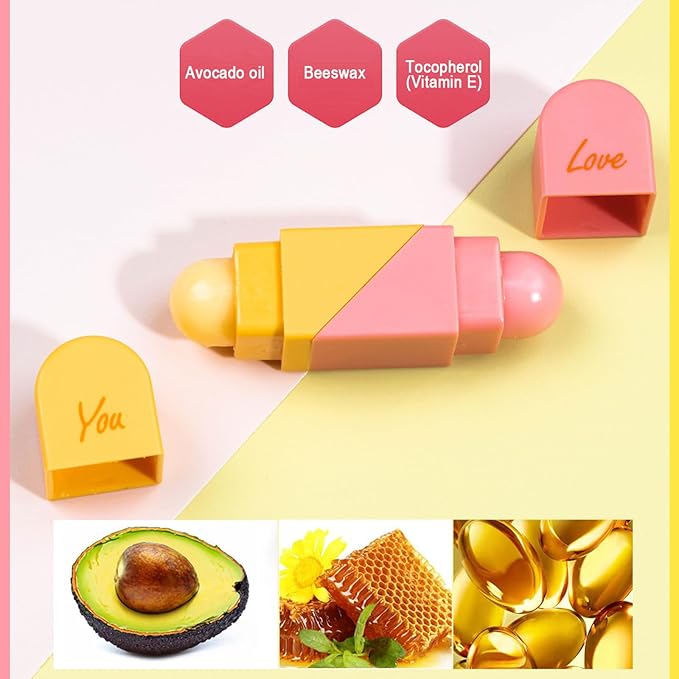 Heart Shaped Dual-use Deformable Lip Balm Stick - Honey, Peach. Repair, Keep Lips Moisturized,pink gift box,Gifts-Velvo Beauty