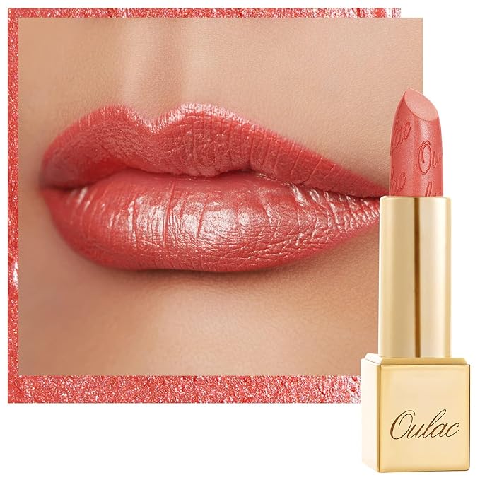 Oulac Coral Pink Lipstick for Women with Metallic 3D Shine Lightweight Hydrating Formula, High Impact Lip Color, Vegan Beauty, Full Coverage Lip Makeup, Christmas Gifts for Women, Nemo Go Home(06)-Velvo Beauty