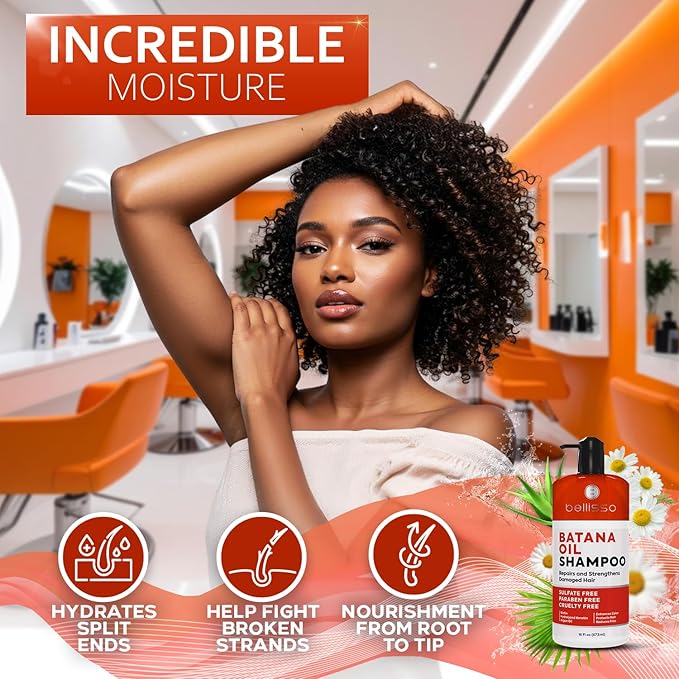 Batana Oil Shampoo - Volumizing Salon Formula for Thinning and Fine Hair Women and Men - Sulfate and Paraben Free - Thickening Volume Boost for Thicker, Fuller Hair - With Argan Oil - 16 Fl Oz-Velvo Beauty