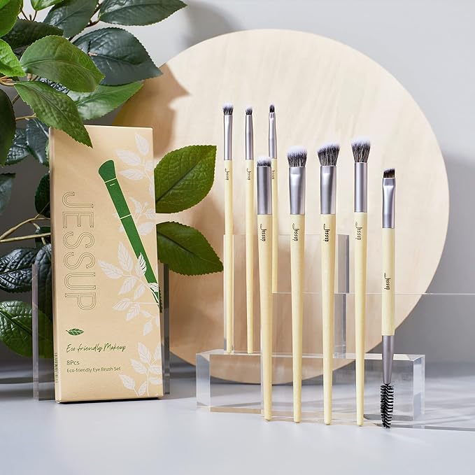 Jessup Eyeshadow Brush Set 8pcs Eye Makeup Brushes Premium Cruelty-Free Eyeshadow Blending Concealer Eyebrow Eyeliner Spoolie Brush Kit T328-Velvo Beauty