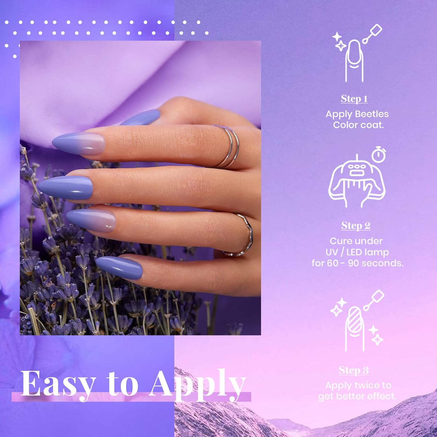 beetles Gel Polish Purple Gel Nail Polish Periwinkle Color 15ml Soak Off Uv Lamp Nail Art Manicure Salon Design DIY Home Gift for Women Girls-Velvo Beauty