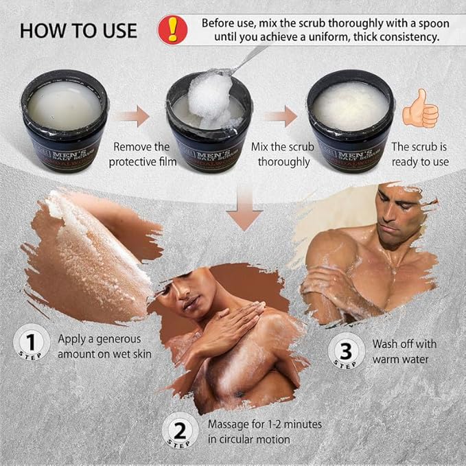 Salt Body Scrub Sandalwood For Men – Moisturizes, Exfoliates & Nourishes Skin – Cleanses & Detoxifies with Dead Sea Minerals - Dead Sea Collection – 23.28 OZ-Velvo Beauty