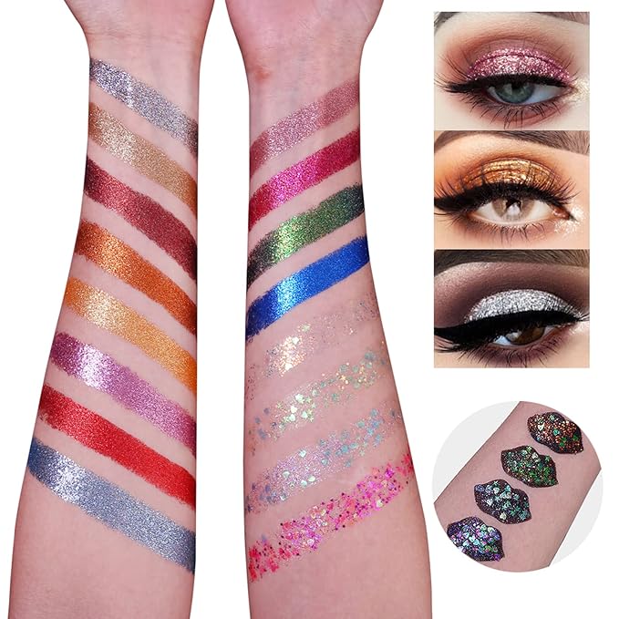 UCANBE Pro Glitter Eyeshadow Palette - Professional 16 Colors - Chunky & Fine Pressed Glitter Eye Shadow Powder Makeup Pallet Highly Pigmented Ultra Shimmer for Face Body-Velvo Beauty