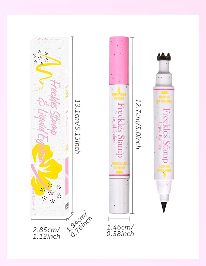 Erinde Waterproof Freckle Stamp Pen, Dual Ended Fake Freckle & Black Liquid Eyeliner, Long Lasting Quick Dry Faux Freckles Stamp Freck Pen for Natural Sunkissed Makeup, 04 Espresso-Velvo Beauty