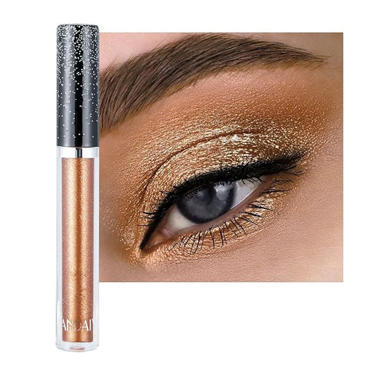 Liquid Eyeshadow Shimmer Long Lasting Effect Shiny Pigment Eyeshadow Glow Glitter Makeup (Brown)-Velvo Beauty