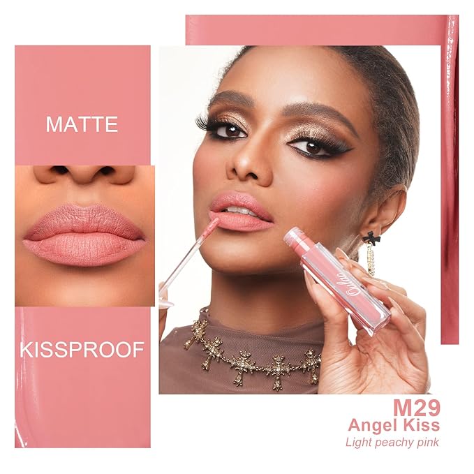Oulac Pink Matte Lipstick for Women, Long Lasting Liquid Lip Stick High Impact Lip Gloss Full Coverage Lip Makeup with Vitamin E Waterproof Formula,Vegan M29-Velvo Beauty