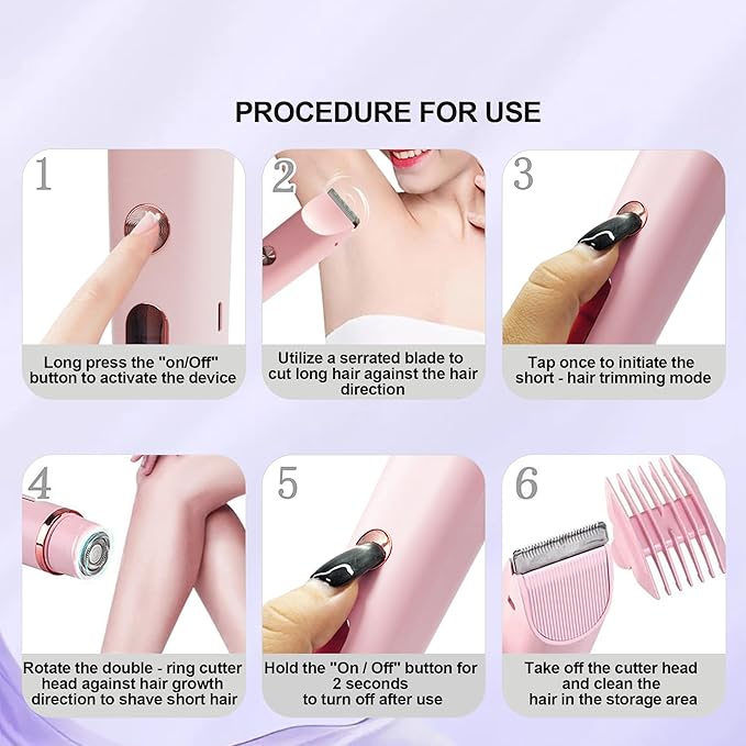 2025 Upgraded Bikini Trimmer for Women & 2 in 1 Dermave Bikini Shaver with LCD Display, Dual Head Cordless Electric Shaver, IPX7 Waterproof Wet/Dry Body Hair Trimmer for Face Body Intimate Areas,Pink-Velvo Beauty