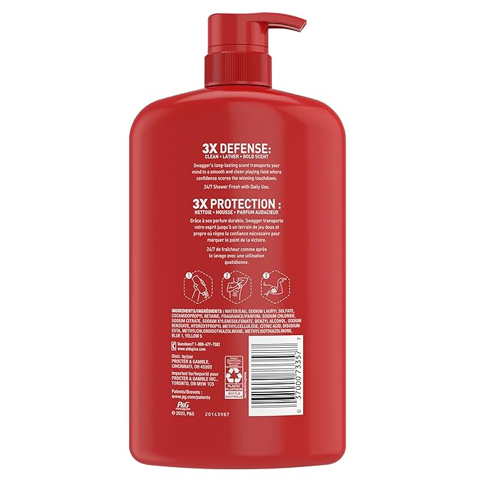 Old Spice Body Wash for Men, 24/7 Shower Fresh with Lasting Scent, Red Collection, Swagger with Cedarwood Scent, 33.4 fl oz (Pack of 4)-Velvo Beauty