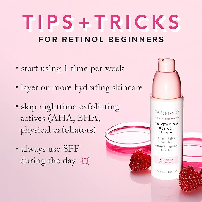 Farmacy Retinol Serum for Face - 1% Vitamin A Anti Aging - Resurfacing Wrinkle Formulated with Encapsulated Retinol + Ceramide NP to Prevent Moisture Loss + Replenish Skin Barrier (30ml)-Velvo Beauty