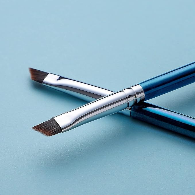 Eyeliner Brush Fine Angled - PRO Precision Gel Eye Liner Makeup Brush -Ultra Thin Slanted Flat Angle - Premium Cruelty Free Synthetic Bristles (E835 Blue)-Velvo Beauty