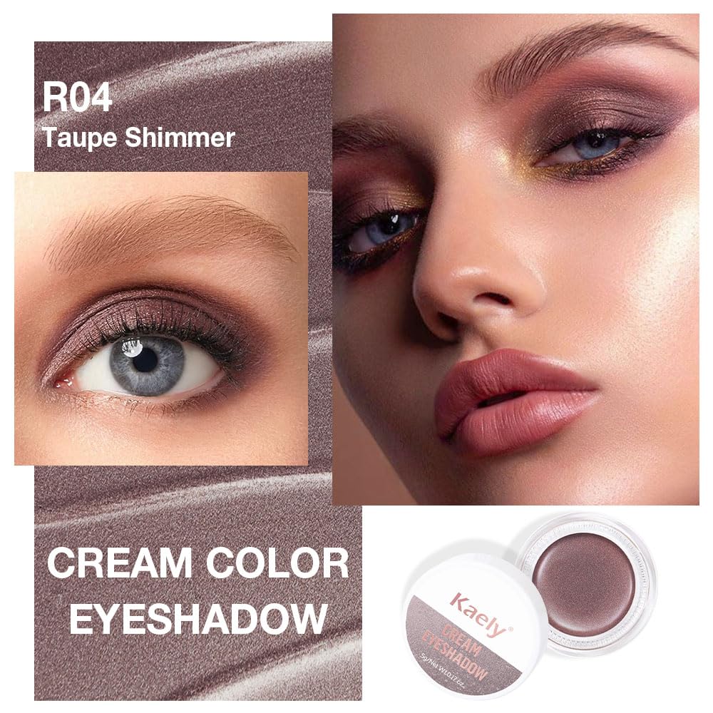 Cream Glitter Taupe Shimmer Metallic Eyeshadow Palette Makeup, Natural Single Mini Instant Holographic Eyeshadow For Women, Sombras Crema Para Ojos, Talc, Paraben & Cruelty Free, R04-Velvo Beauty