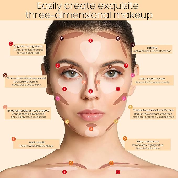 2023 Upgrade Contour Stick, 2 Colors Double-end Contour Highlighter Stick Contour Stick Face Highlighter Contour Makeup Contouring Sticks Cream Concealer (Natural, Netural Coffee)-Velvo Beauty