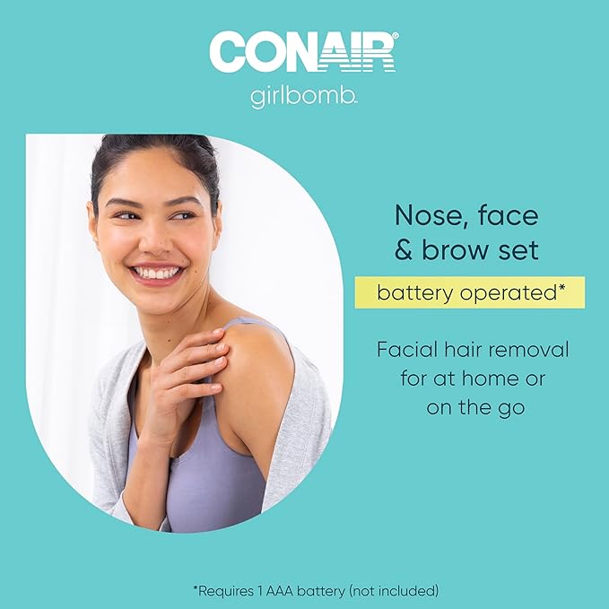 Conair GIRLBOMB Nose Hair Trimmer for Women, Face Hair Removal for Women, Battery Operated, Packaging May Vary-Velvo Beauty