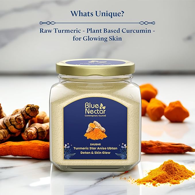 Blue Nectar Turmeric Ubtan Powder for Glowing Skin | Ayurvedic Ubtan Face Pack for Skin Brightening | Tan Removal Face Pack for Women & Men with Multani Mitti Powder | (3.5 Oz, 9 Herbs)-Velvo Beauty