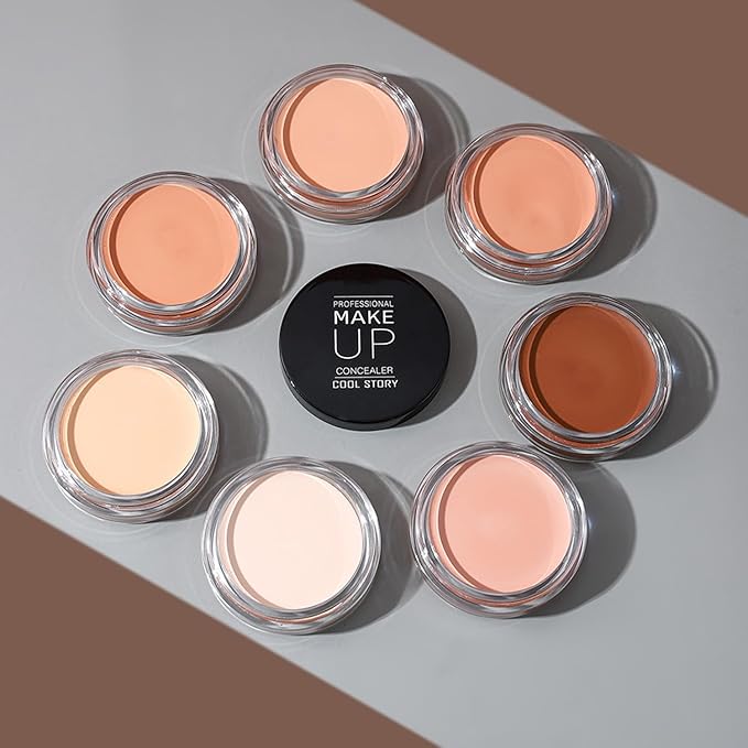 7 Color Solid Concealer Full Coverage Correcting Cream Concealer Waterproof Long-lasting Under Eye Concealer for Dark Circles Color Corrector Pro Concealer (Color 07)-Velvo Beauty