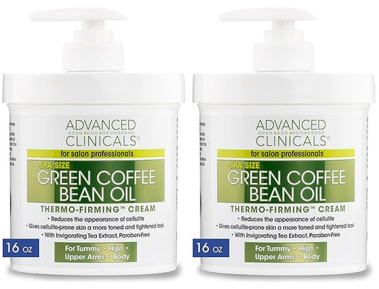 Advanced Clinicals Thermo Firming Green Coffee Bean Moisturizer Body Cream | Anti Cellulite Caffeine Firming Lotion For Legs, Arms, & Body | Skin Care Products | Aging Skin Tightening Cream, 2-Pack-Velvo Beauty