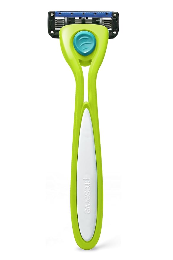 Preserve Shave 5 Five Blade Refillable Razor, Made from Recycled Materials, Key Lime-Velvo Beauty
