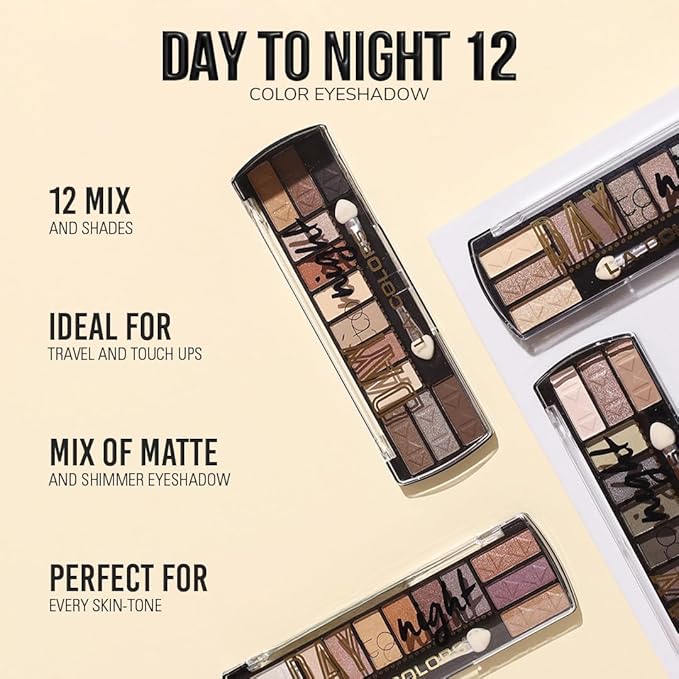 L.A. COLORS Day to Night 12 Color Eyeshadow, Sunset CES425-Velvo Beauty