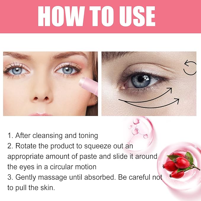 Rosehip Eye Cream Stick, Moisturizing, Hydrating, Lightens Lines and Dark Circles, Lifting, Firming-Velvo Beauty