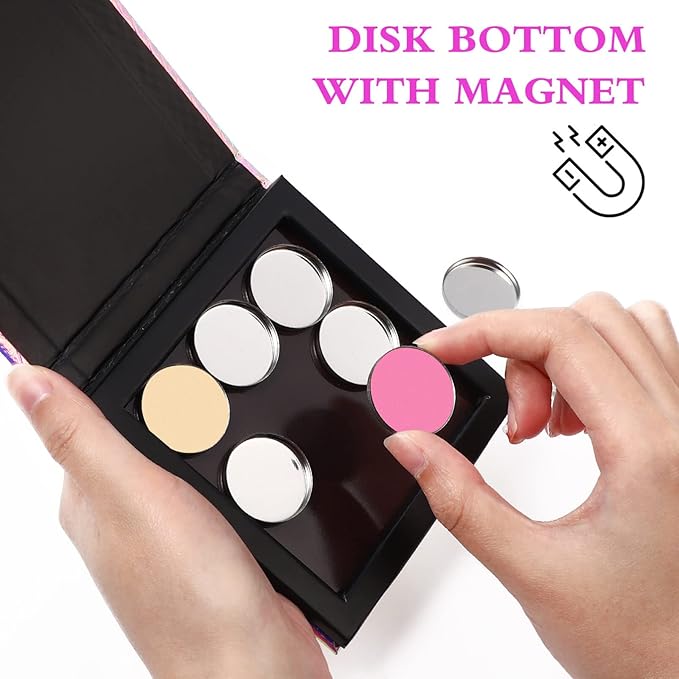 Beaupretty Empty Magnetic Palette Makeup Eyeshadow Palette with Round Metal Pans and Depotting Spatula Set for Eyeshadow Lipstick-Velvo Beauty