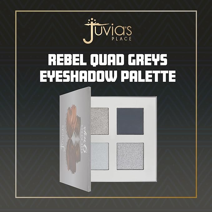 Juvia's Place Rebel Quad Grey Eyeshadow Palette - Professional Eye Makeup, Pigmented Eyeshadow Palette, Makeup Palette for Eye Color & Shine, Pressed Eyeshadow Cosmetics, Shades of 4-Velvo Beauty