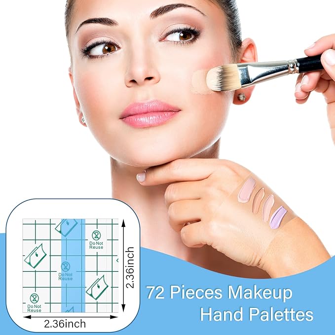 200 Pieces Makeup Hand Palette Single Use Makeup Mixing Palette Disposable Foundation Mixing Tray Adhesive Artist Cosmetic Makeup Palette Waterproof Makeup Tape for Women Girl Supplies, 2.4 x 2.4 Inch-Velvo Beauty