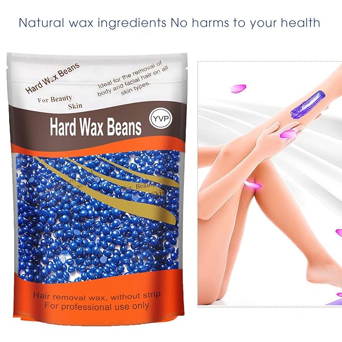 Hard Wax Beads for Hair Removal, Yovanpur Wax Beads for Sensitive Skin, Har Wax Beans for Coarse Hair, Waxing beads for Face, Eyebrow, Body, Bikini, Brazilian At Home 300g (10 Oz)/bag (Blue)-Velvo Beauty