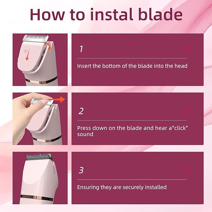 Trimmer for Women: 3 in 1 Gentle Painless Electric Razor for Women,120min Cordless Runtime,USB Charge Dock,IPX7 Waterproof Wet & Dry Use Portable Facial Razor with Ceramic Blade Travel Grooming Kit-Velvo Beauty
