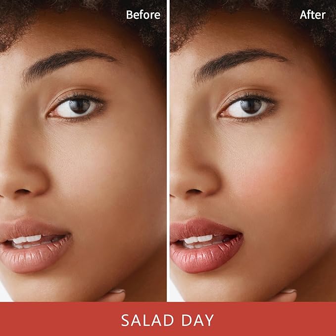 Blush Stick, Cream Blush for Cheeks and Lip Tint, Dewy Finish, Buildable & Blendable Color, Lightweight & Long-Lasting Formula | Salad Day-Coral & Angled Blush Brush(0.53fl.oz)-Velvo Beauty