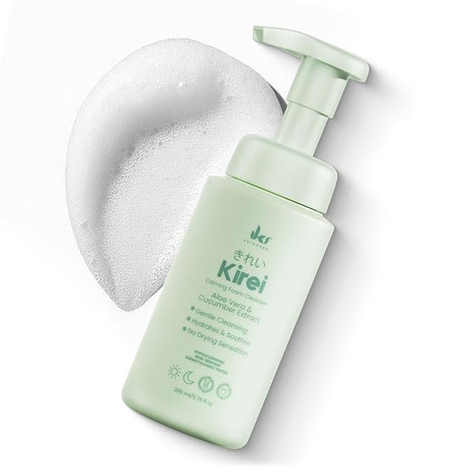 KIREI Foam Cleanser - Gentle Face Wash for Women with Aloe Vera & Cucumber Extract, Hydrating & Soothing, Dermatologically Tested, Suitable for Sensitive Skin, Paraben-Free-Velvo Beauty