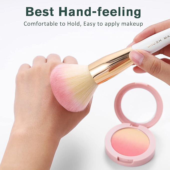 Makeup Brushes Set 10Pcs Professional Kabuki Foundation Eyeshadow Blush Blending Lip Full Face Cosmetic Kit W/Makeup Brush Set with Holder-Velvo Beauty