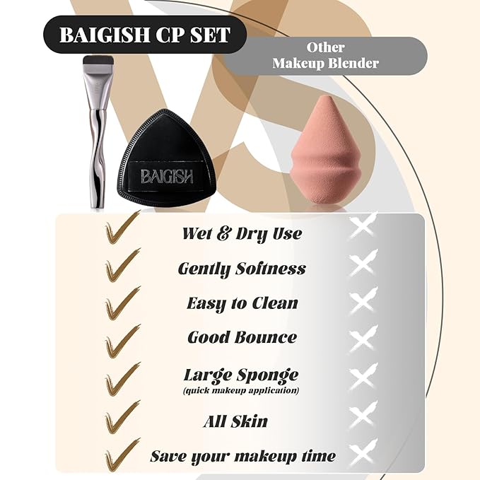Makeup Sponge 1 Powder Puff +1 Smooth Foundation Brush for Liquid, Cream and Makeup,Super Soft, Makeup Blender, Latex Free Seamless Flawless Soft Setting Couple Set-Velvo Beauty