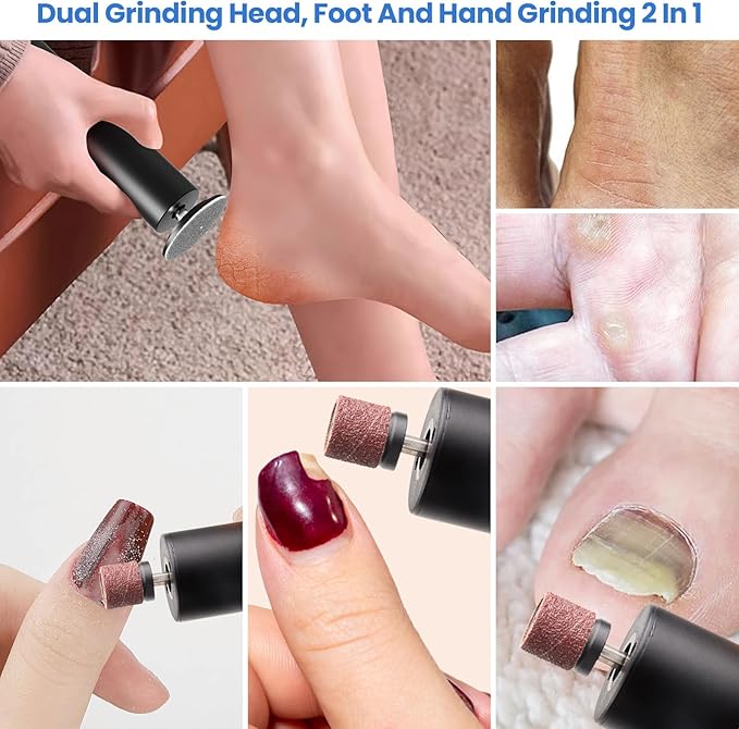 Electric Foot Callus Remover, 2 in 1 | 6 Speed Adjustable Foot File Nail Grinder with Sandpaper Disks, Professional Sander Pedicure Tool for Feet Dead Skin, Self Care Gifts for Women Mom Lover Friends-Velvo Beauty