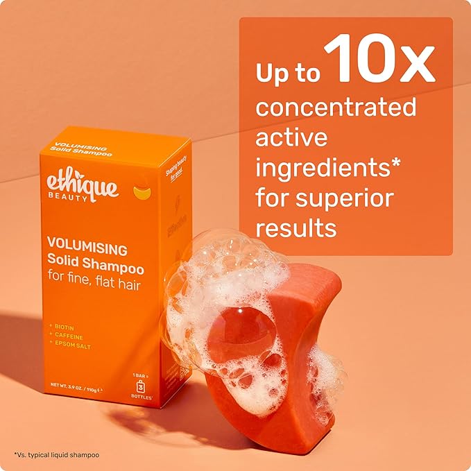 Ethique Volumizing Shampoo Bar with Biotin for thin, fine hair - Plastic-Free, Vegan, Cruelty-Free, 3.88 oz - Formerly Sweet & Spicy - Formerly Sweet & Spicy-Velvo Beauty