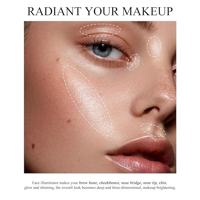 KYDA Face Highlighter Palette, High Glossy Face Illuminator Palette, Narutal Glow Finish, Pearl Shimmer Smooth Baked Powder, Lasting Sparkling Highlighter Makeup-SUN GLOW-Velvo Beauty