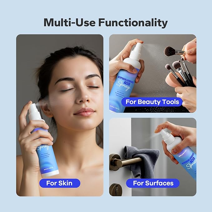 Hypochlorous Acid Spray (8.45 Fl Oz), Facial Spray for Skin Cleansing & Soothing, Hypoallergenic HOCL Sprays for Face & Eyes, All-Purpose Cleaner for Sensitive Skin Care-Velvo Beauty