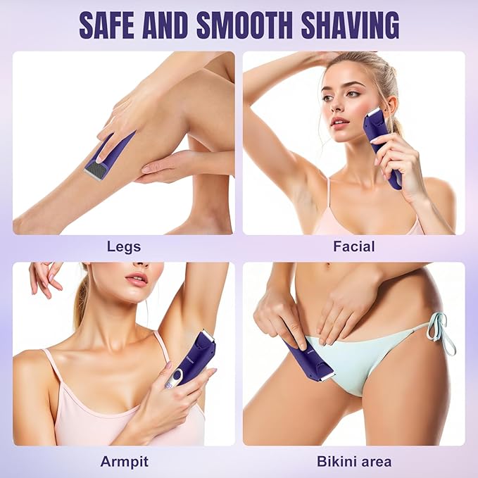 RESUXI Electric Bikini Trimmer for Women,Pubic Hair Trimmer Ceramic Blade Electric Razors Shaver for Underarm Leg Arm Body Hair Private Area,Wet/Dry IPX7 Waterproof Rechargeable LCD Display LED Light-Velvo Beauty