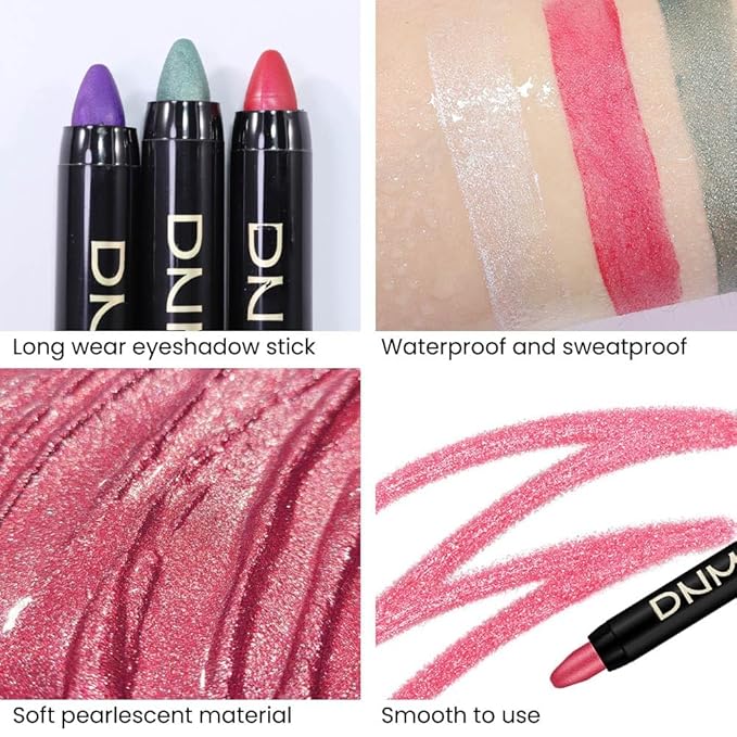 evpct 2Pcs Cream Eyeshadow Sticks Set for Eyes Waterproof, Pearl White Shimmer & Red Shimmer Matte Eye shadow Stick Pencil Pen Bulk sombras en crema para ojos 01+35-Velvo Beauty