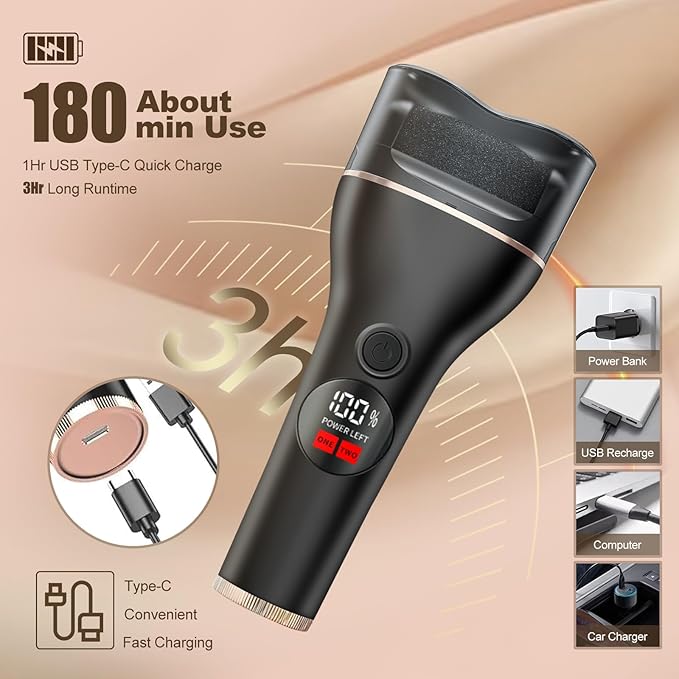 Electric Callus Remover for Feet with 17 in 1 Pedicure Kit, Rechargeable Waterproof Foot File Professional Foot Care Tools, Portable Callus Remover Kit to Remove Dead Skin Hard Skin Dry Cracks(Black)-Velvo Beauty