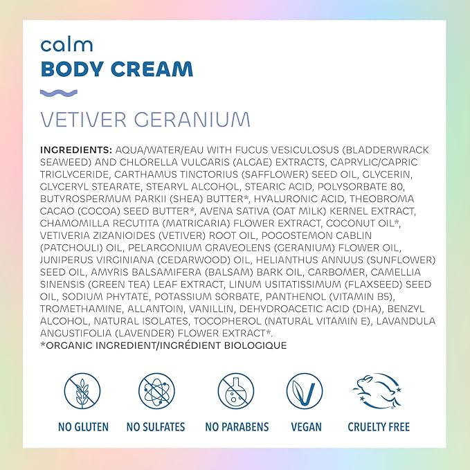 Seaweed Bath Co. Calm Body Cream - Vetiver Geranium | Soothing Hand and Body Lotion With Oat Milk, Shea Butter, and Chamomile | Natural, Vegan Moisturizer For Dry Skin | 6 oz-Velvo Beauty