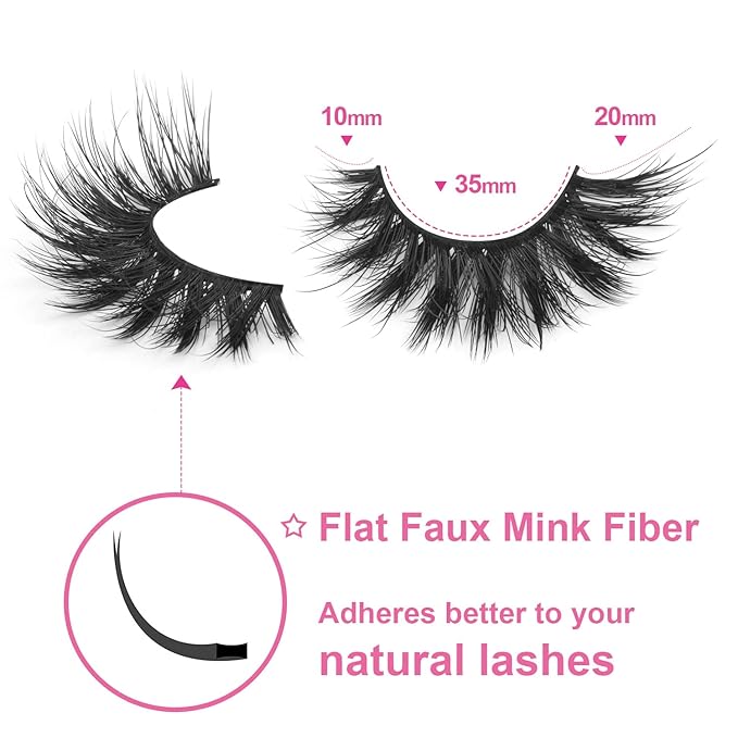 Lashes Flat Faux Mink Eyelashes 20mm Long False Eyelashes Dramatic Cat Eye Eyelashes Wispy 3D Crossed Thick Fox Eyelashes Extensions Strip Lashes Pack by Kiromiro-Velvo Beauty