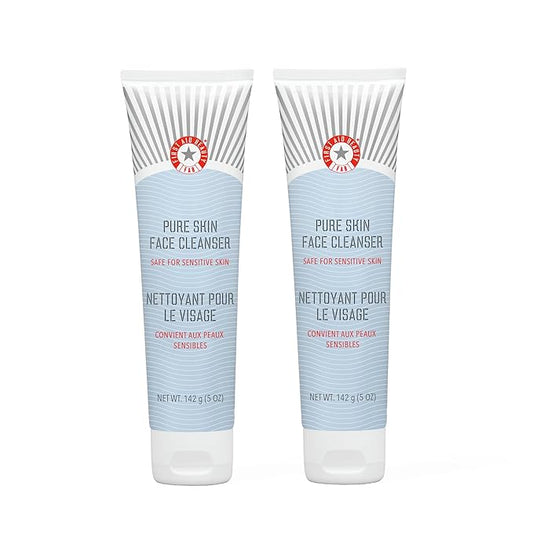 First Aid Beauty - Pure Skin Face Cleanser, Effectively Removes Makeup, Dirt, & Impurities, Gentle Cleanser Leaves skin Soft & Supple, Fragrance Free (5 oz, 2 ct)-Velvo Beauty