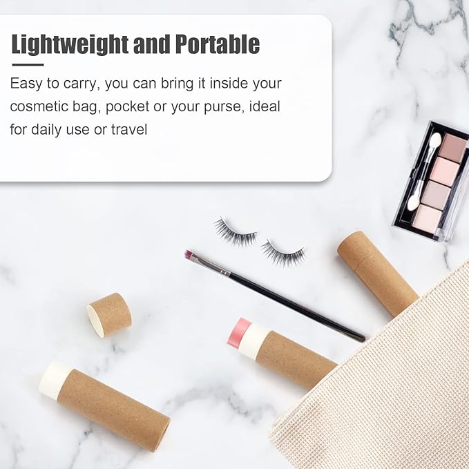 10 Pcs 25g Paperboard Lip Balm Tubes Refillable Krafts Paper Lipstick Tube Round Cardboard Empty Lip Gloss Container Holder Tubes for DIY Chapstick Salve Cosmetic Lotion Solid Perfume - Brown-Velvo Beauty