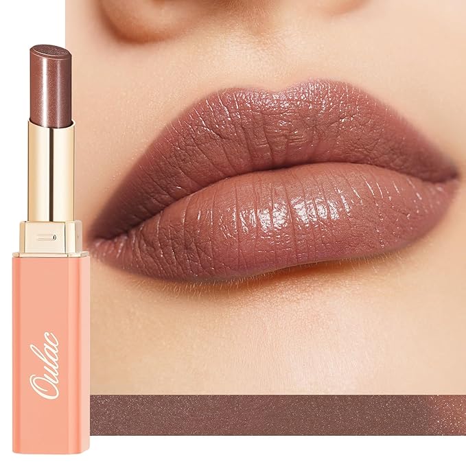Oulac Moisturizing Shine Brown Red Lipstick for Women - 2 in 1 Glossy Brown Tinted Lip Balm, Hydrating Winter Lipstick for Dry Lips,Shine Juicy Finish Vegan 2.2g/0.07oz (03)-Velvo Beauty