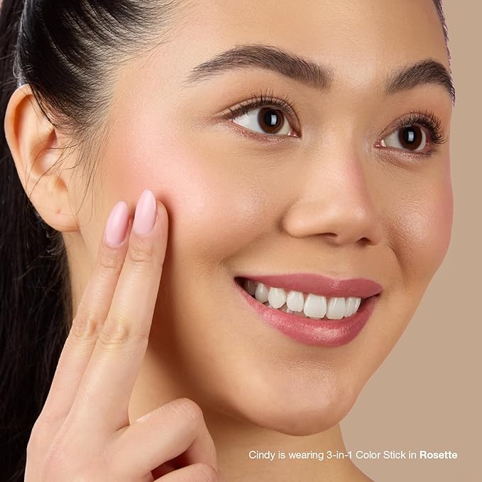 Mineral Fusion 3-in-1 Color Stick, Instant Color Pop, Creamy Multi-Use Blush Stick for Cheek, Lip & Eye, Hydrating, Organic Natural Makeup, Rosette-Velvo Beauty