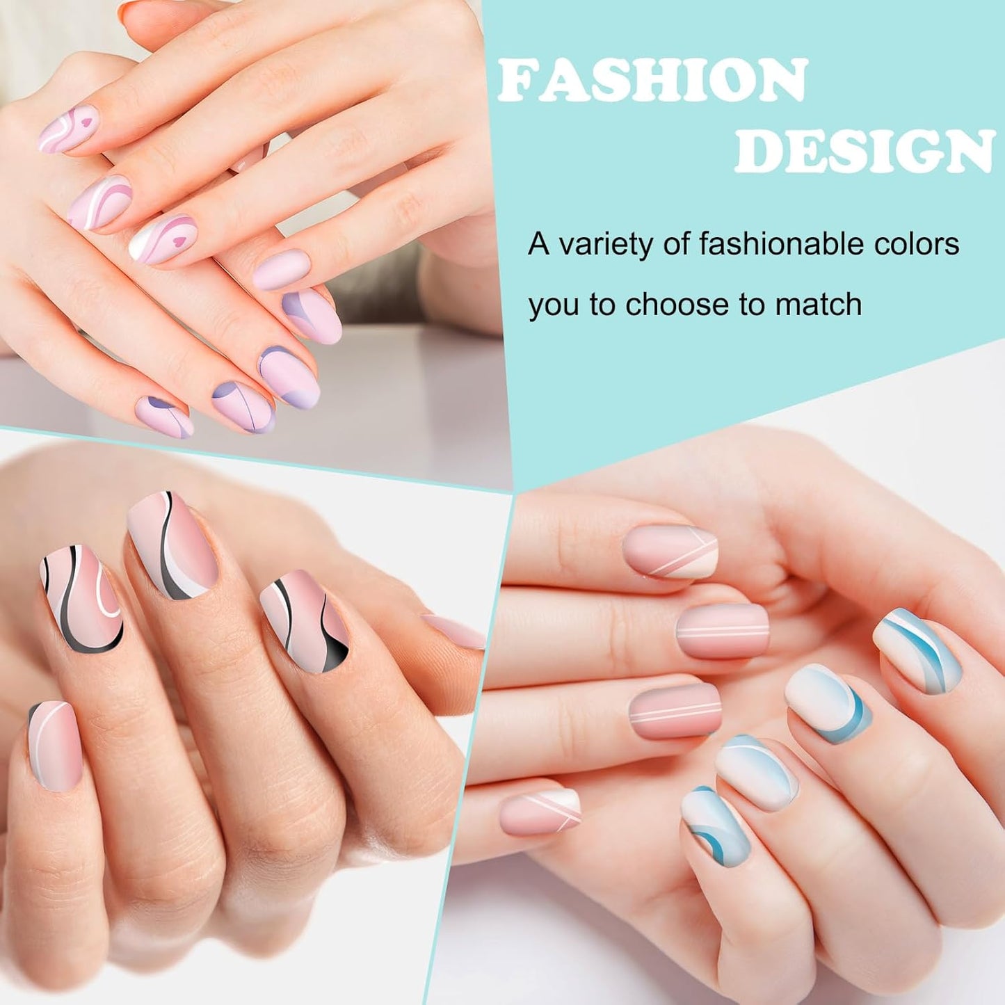 Whaline 6Pcs French Line Nail Plates Stamping Set Minimalism Wave Stripe Stamp Templates Nail Art Plates For DIY Print Manicure Salon Design-Velvo Beauty