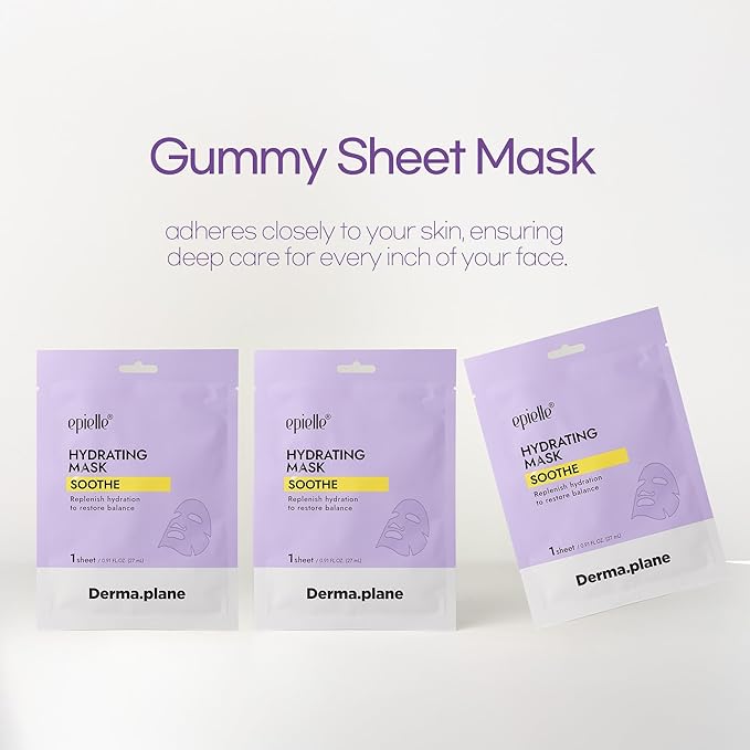 Epielle Hydrating Sheet Mask 6 Pack, Soothing & Restoring Face Mask with Cica, Heartleaf Extract & Witch Hazel Water, Target Dry & Sensitive Skin, Korean Skin Care-Velvo Beauty