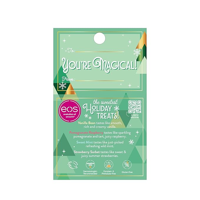 EOS Limited Edition Holiday Lip Balm Variety Pack, 100% Natural & Organic, All-Day Moisture, Made for Sensitive Skin, 0.14 oz, 4-Pack, Clear-Velvo Beauty